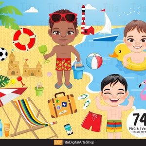 Beach Boy Clipart, Beach Clipart, Boy Clipart, Pool Clipart, Holiday Clipart, Swimming Clipart, Summer Kids Clip Art PNG