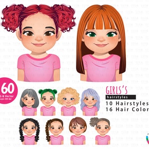 Women&#39;s Hairstyles Clipart, Girl Hair clipart, Female Hairstyle, Woman Hair Color, Children&#39;s Hair, Women&#39;s Hairstyles Chibi PNG