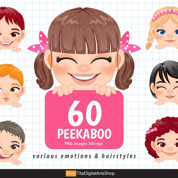 Peekaboo Kids Clipart, Peekaboo Boy,  Peekaboo Girl, Peek a Boo Clip Art, Peekaboo Clipart Bundle, Best Friends, Siblings Shirts