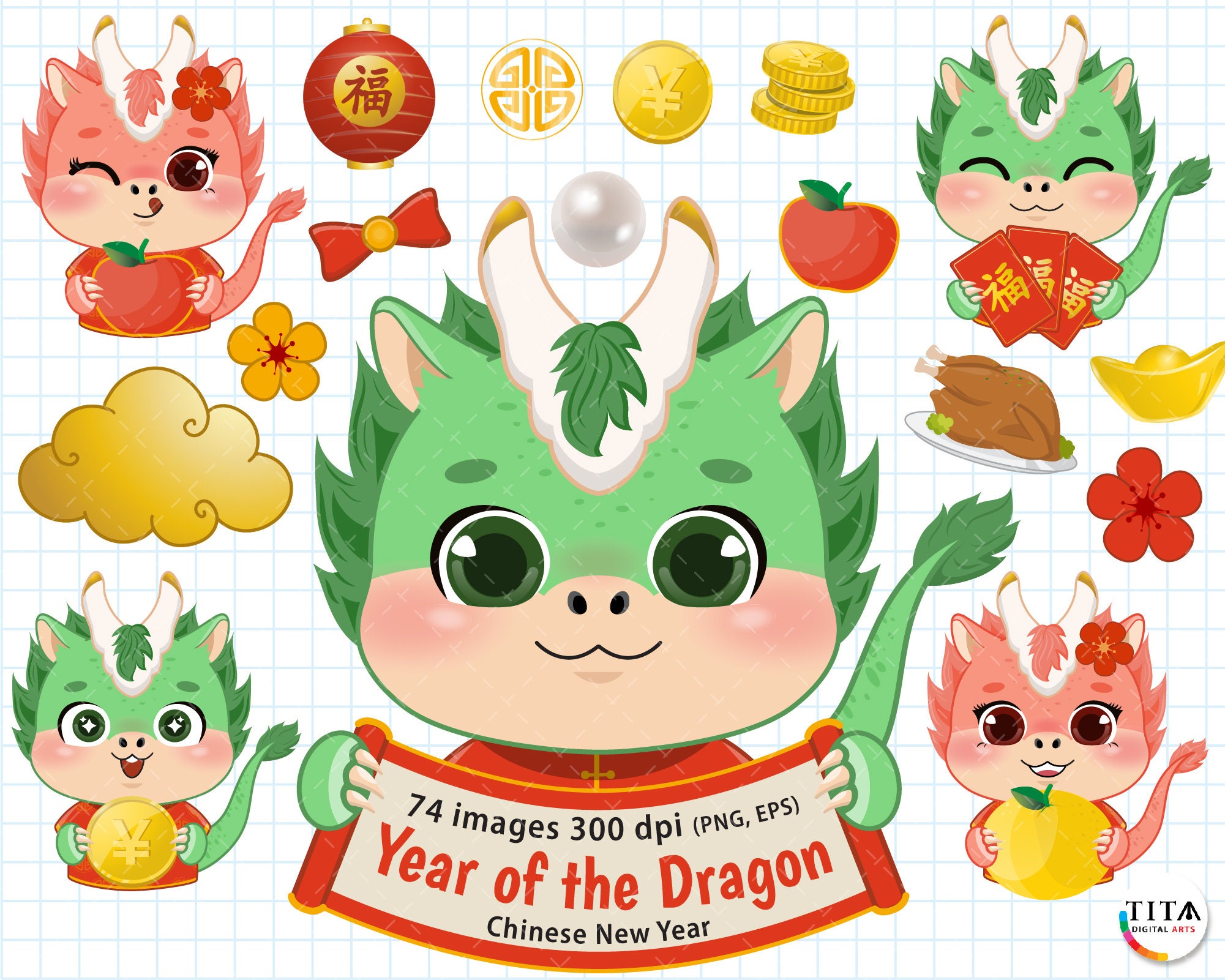 Chinese New Year Clipart and Vector, Dragon Chinese New Year Clipart