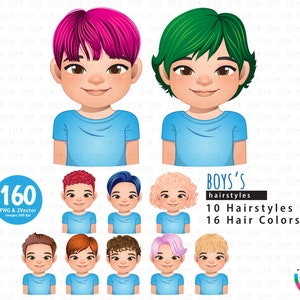 Men&#39;s Hairstyles Clipart, Boy Hair clipart, Male Hairstyle, Man Hair Color, Children&#39;s Hair, Men&#39;s Hairstyles Chibi PNG - 300 dpi