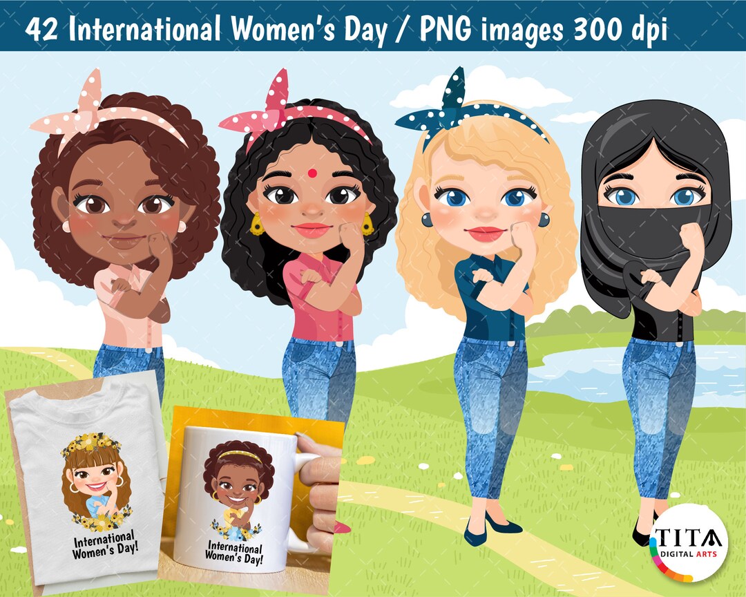 Women's Day Clipart International Women's Day Girl - Etsy