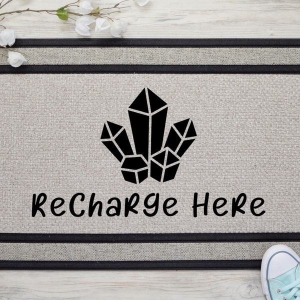Recharge Here Doormat Crystal Home Decor Boho Yoga Mat
