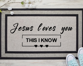 Jesus loves you Doormat, Christian Gifts, Jesus, Faith, Religious Art, Christian Decor for home ,Jesus is the reason for the season