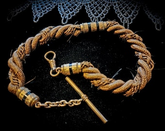Antique Victorian Mourning Hair Watch Chain