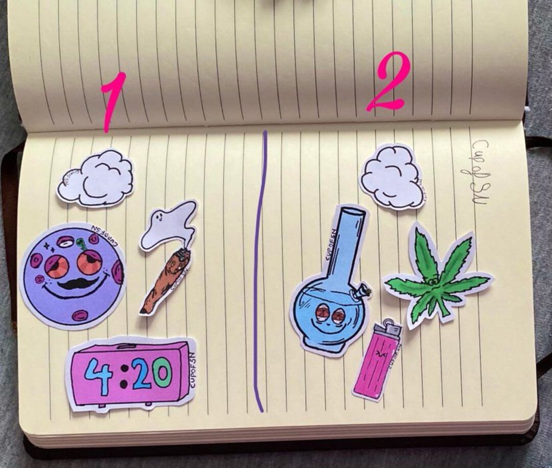 Weed Sticker Pack 4/8pcs / Stoner Sticker Pack Etsy