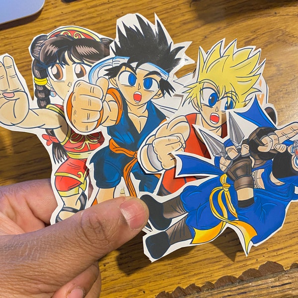 SEGA All Stars Megamix - Vinyl Stickers - Pack 1 (Virtua Fighter) 4 stickers, Glossy Stickers, for Laptops and Phones