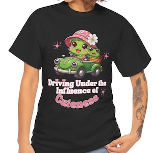 Funny Frog Tee, Cute Frog T-Shirt, Driving Under the Influence Top, Cartoon Frog Shirt, Animal Lover Gift, Unisex Tee