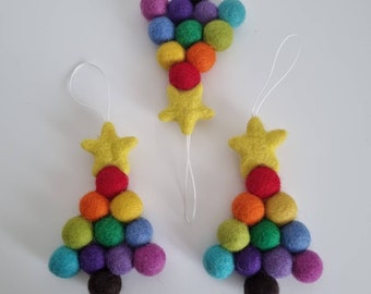 Rainbow Christmas tree decorations