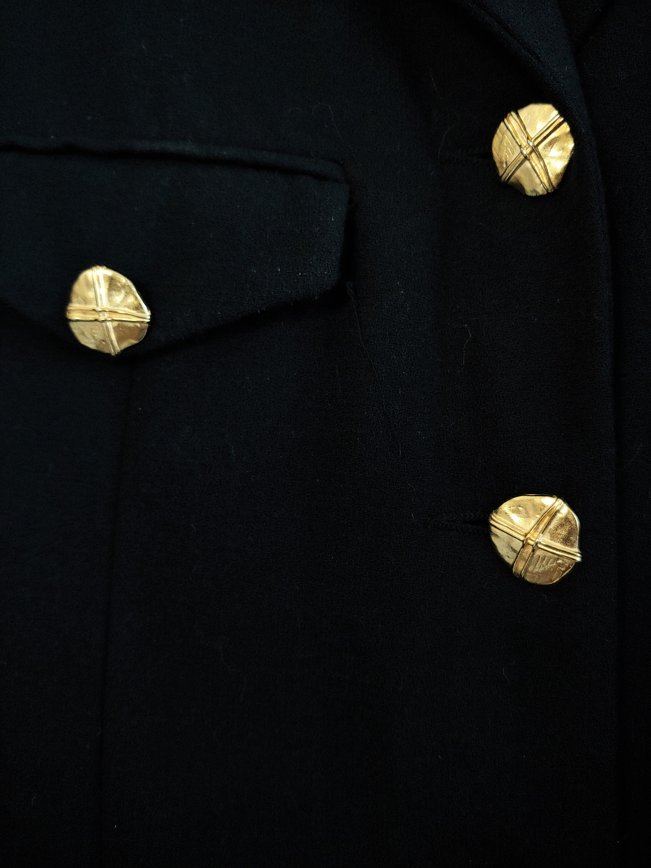 Vintage Black Jacket with Gold buttons Classic French Style Etsy