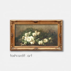 Moody Flower Painting Printable Wall Art Vintage Floral Wall Art Antique Art Print Farmhouse Wall Art Moody Botanical Oil Painting Roses