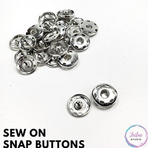 Sew on Metal Snaps for crafts 2 piece Snap together press buttons are easy fasteners for Pom Poms, hats, jackets and clothing