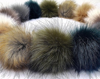 Fluffy Faux Fox Fur Pompom Ball with Press Button for Knitted Garment Hat DIY Handmade Accessories 5 Inches Pack of 12 Khaki Fluffy Faux Fox Fur Pompom Ball with Press Button for Knitted Garment Hat DIY Handmade Accessories 5 Inches Pack of 12 Khaki