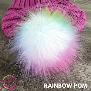 Mauve Pink Faux Fur Pom Poms for Knitted Beanies Hats and Crafts 4 Inch  Medium Size Light Pink Fake Fur Poms With Snaps Loops or Tie Strings 