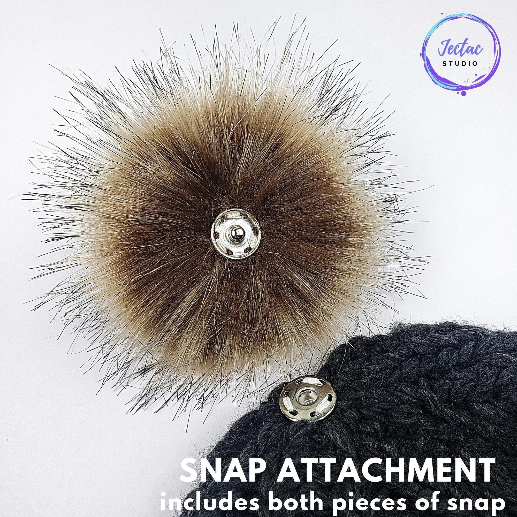 Natural Look Faux Fur Raccoon Pom Poms for Crochet Crafts Large