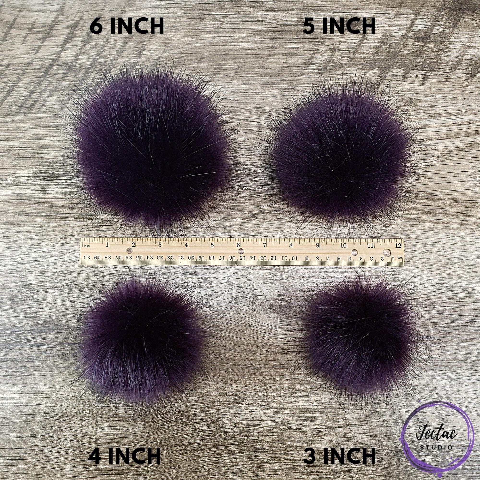 Custom Size Plum Purple Faux Fur Pom Poms for Crochet Crafts Hats and  Beanies Dark Purple Pompom With Button Snap Ties or Loop 3 Thru 6 Inch 