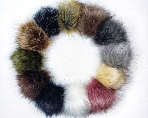 Natural Look Faux Fur Cream Pom Poms With Snaps for Crochet Crafts Large  Fluffy Pompom for Knitted Hats and Beanies 4 Inch Detachable Poms 