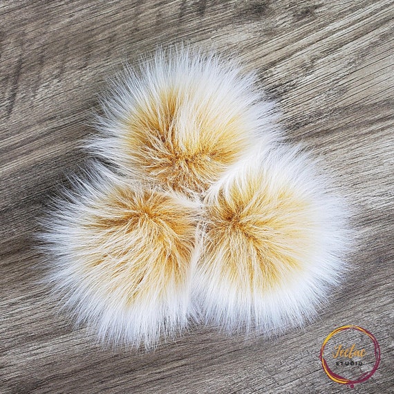 Custom Size Bright White Faux Fur Pom Poms for Crochet Crafts Hats