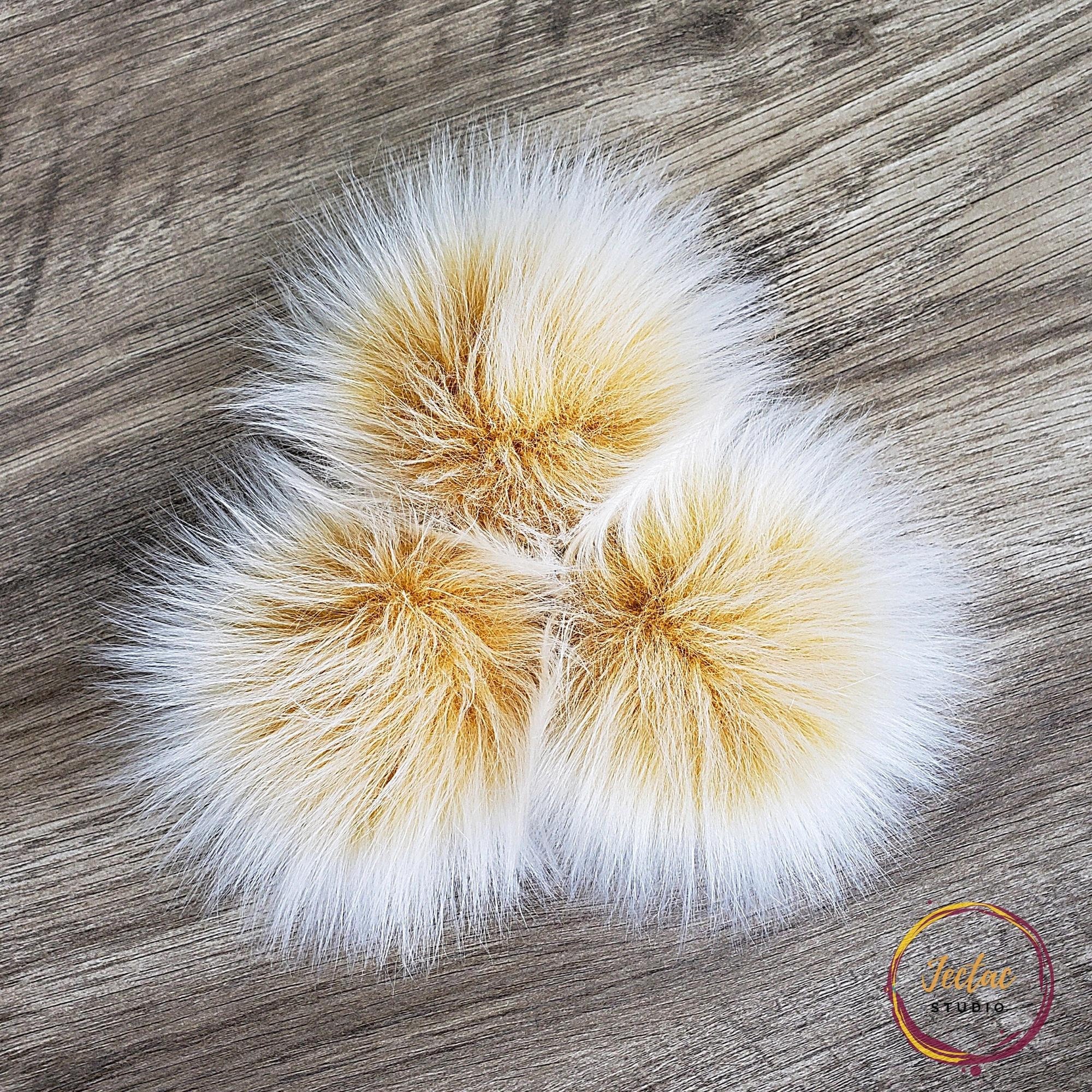 Custom Size Bright White Faux Fur Pom Poms for Crochet Crafts Hats and  Beanies Fluffy Solid White as Snow Pom With Button Snap, Ties or Loop 