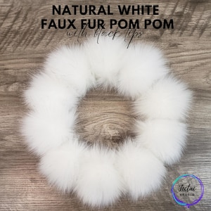 Natural White Faux Fur Pom Poms for crochet crafts Large Fluffy Pompom for knitted hats and beanies 4 inch Very white fake fur pom balls