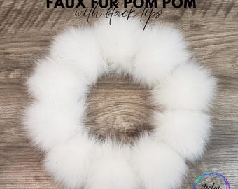 Natural White Faux Fur Pom Poms for crochet crafts Large Fluffy Pompom for knitted hats and beanies 4 inch Very white fake fur pom balls