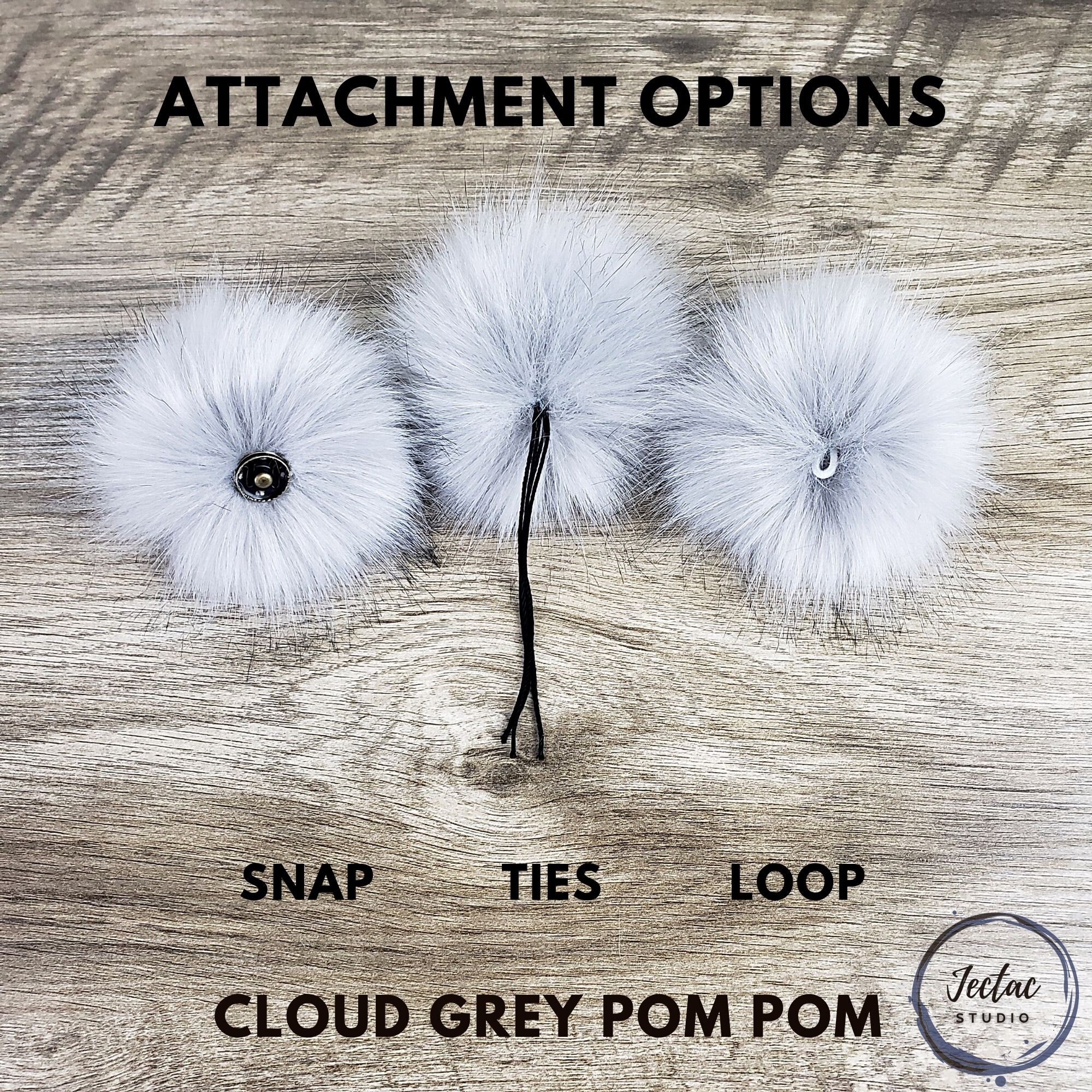Custom Size Light Grey Faux Fur Pom Poms for Crochet Crafts Hats