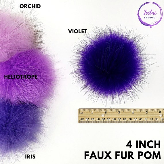 Faux Fur Brown/purple Pom Poms, Single, Bulk Order 5 or 10 Poms, Hat  Toppers, Hat Poms, Knitting Accessories 