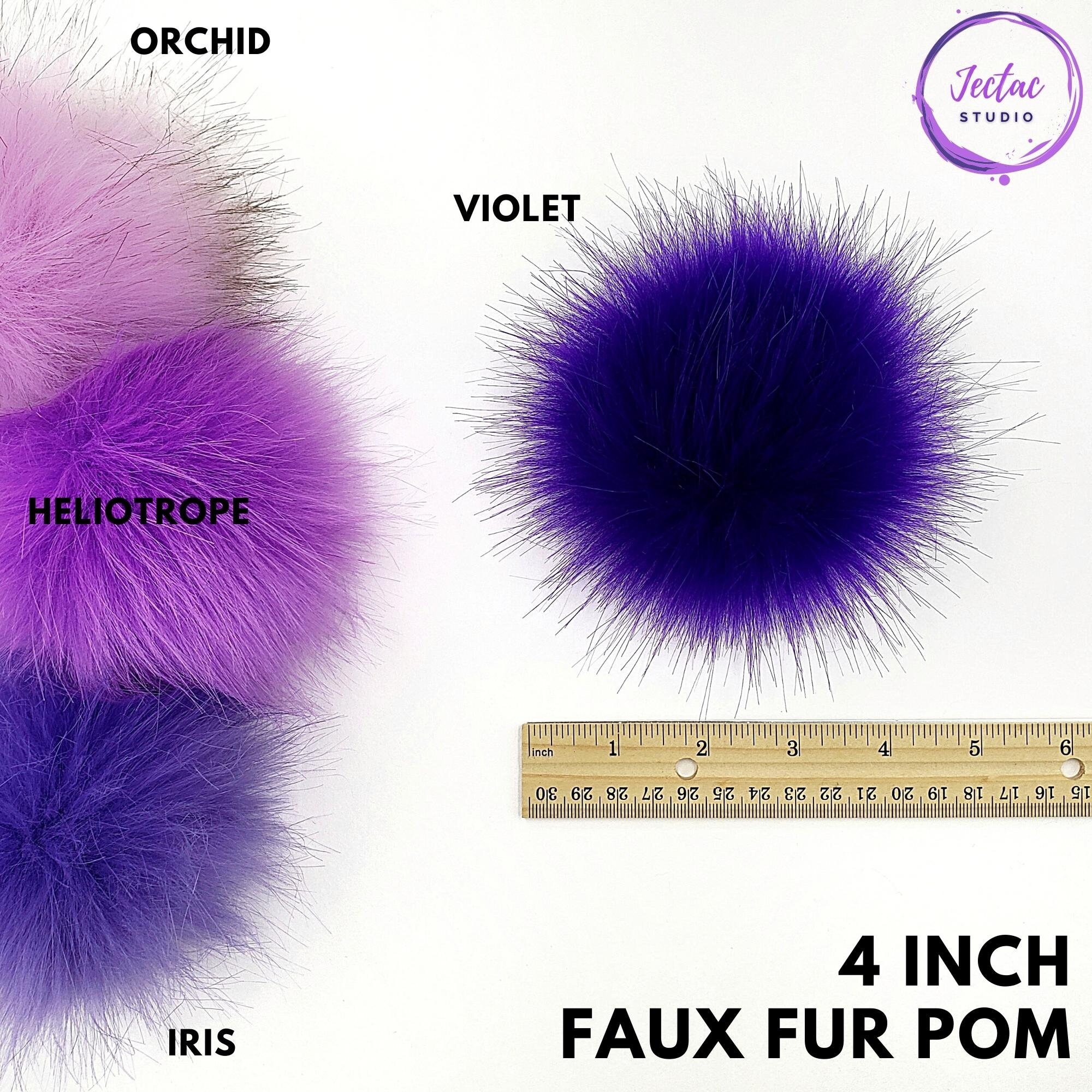 Purple Faux Fur Pom Pom Collection for Hats Scarfs Crafts and