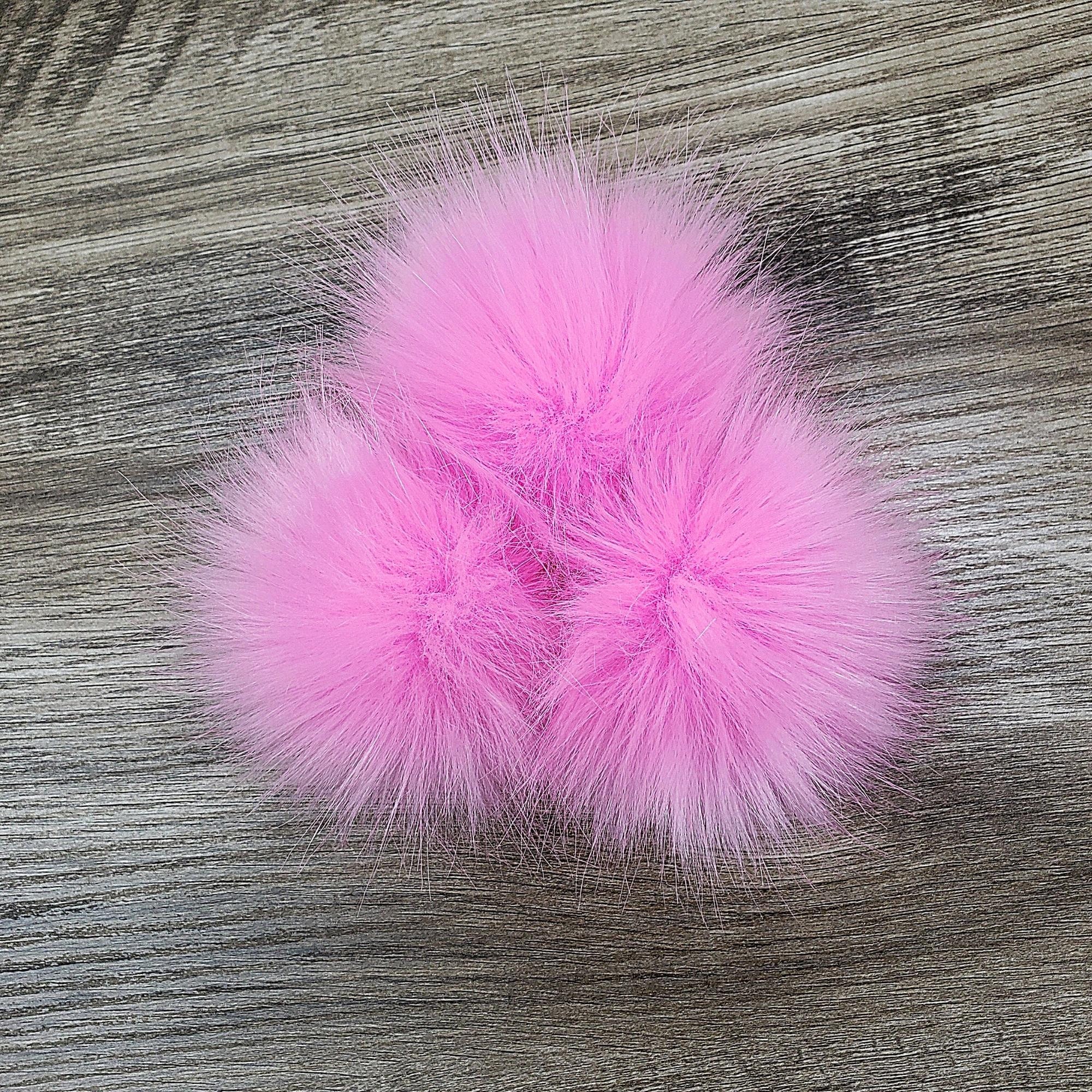 Bubblegum Pink Faux Fur Pom Poms for Crochet Hats and Beanies