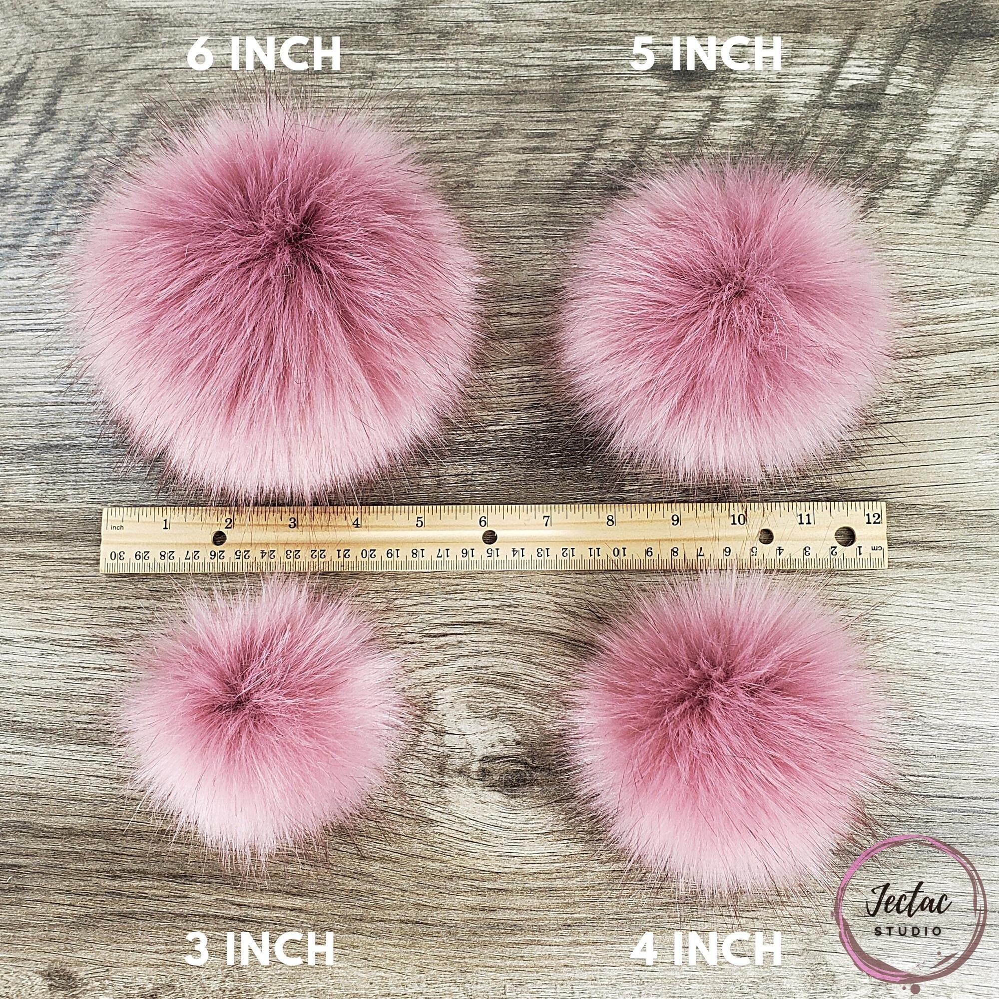 Custom Size Mauve Pink Faux Fur Pom Poms for Crochet Crafts Hats