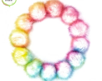Large Rainbow Pom Poms for crafts Pom Pom for hats Pom Pom for keychains Pom Pom for hair ties Pom Poms for head bands Pom Pom balls crochet