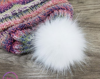 Faux Fur Pom Pom Grey Wolf Poms for Knit Crochet Hats Beanies Handmade by  Kitchen Klutter