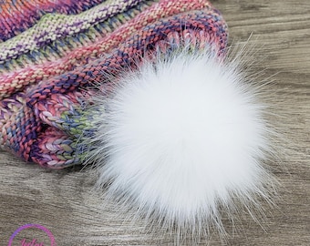 Faux Fur Pom Pom Grey Wolf Poms for Knit Crochet Hats Beanies Handmade by  Kitchen Klutter