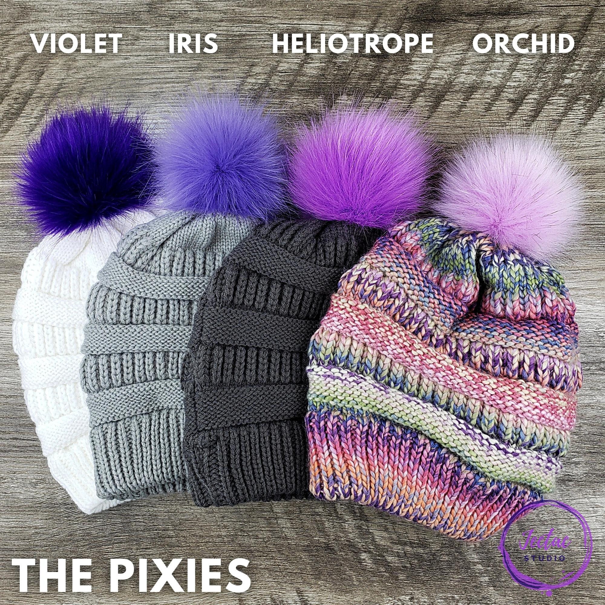 Purple Faux Fur Pom Pom Collection for Hats Scarfs Crafts 