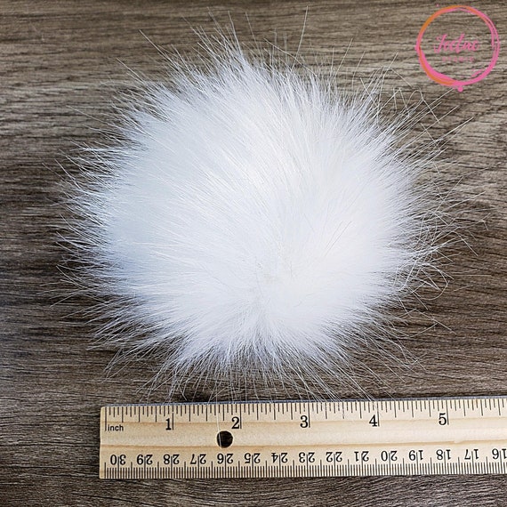 Natural White Faux Fur Pom Poms for Crochet Crafts Large Fluffy