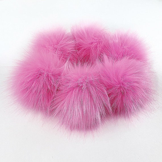 Bubblegum Pink Faux Fur Pom Poms for Crochet Hats and Beanies