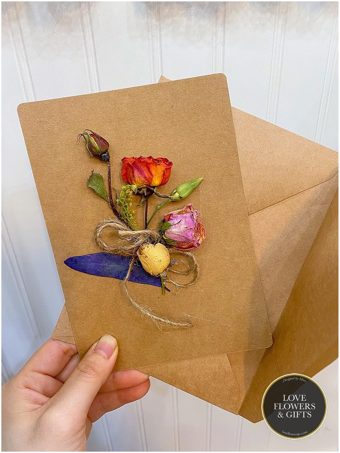 Handmade Dried Flower Card Set of 3 Etsy