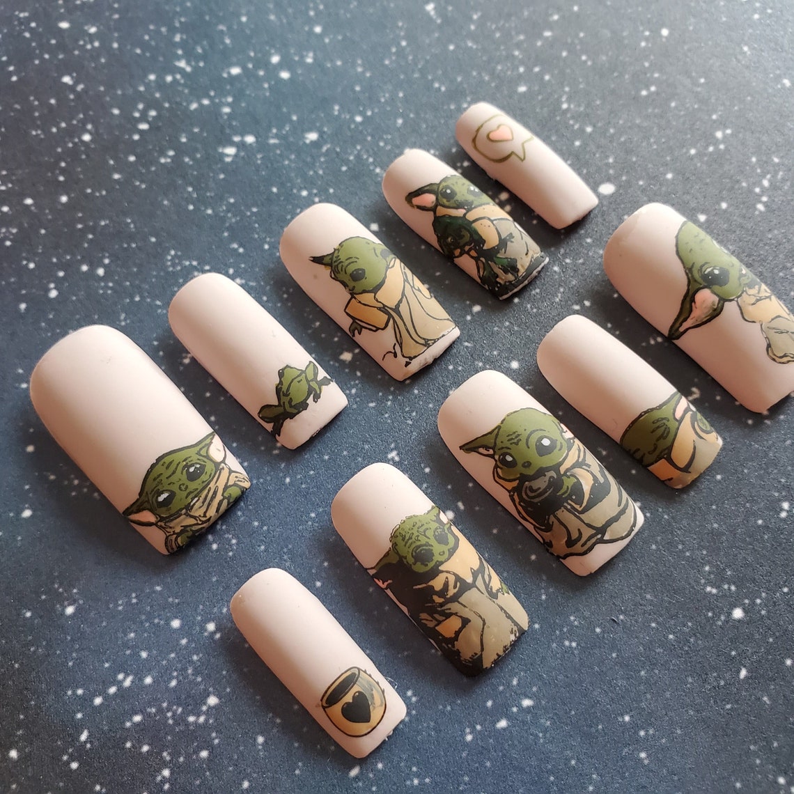 Baby yoda star wars custom nails Etsy