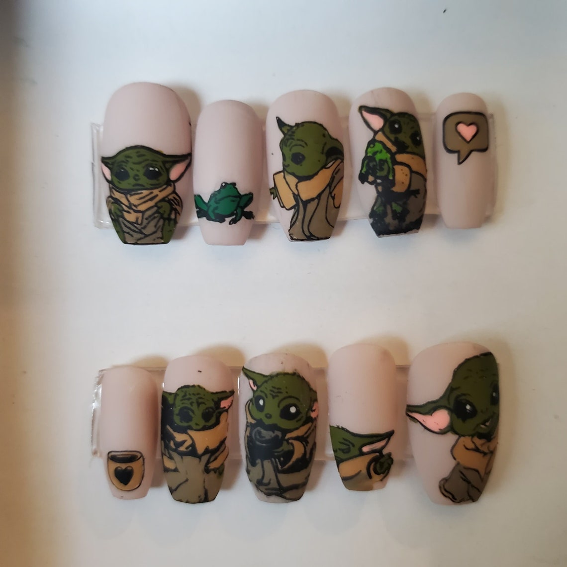 Baby Yoda Star Wars Custom Nails Choose Your Colors Size Etsy