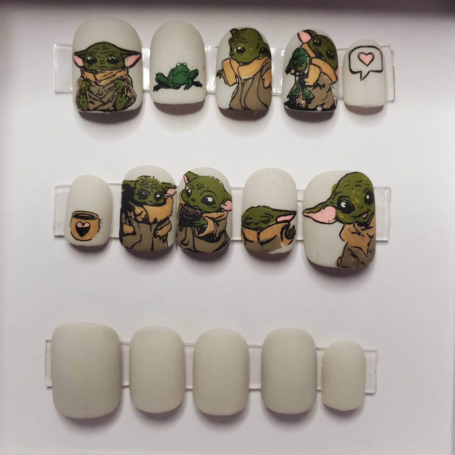Baby Yoda Star Wars Custom Nails Choose Your Colors Size Etsy