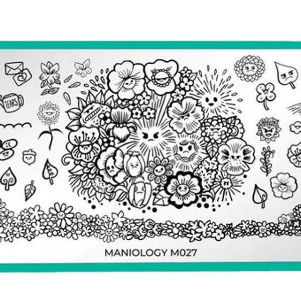 Maniology m027 Daisy Downer nail stamping plate
