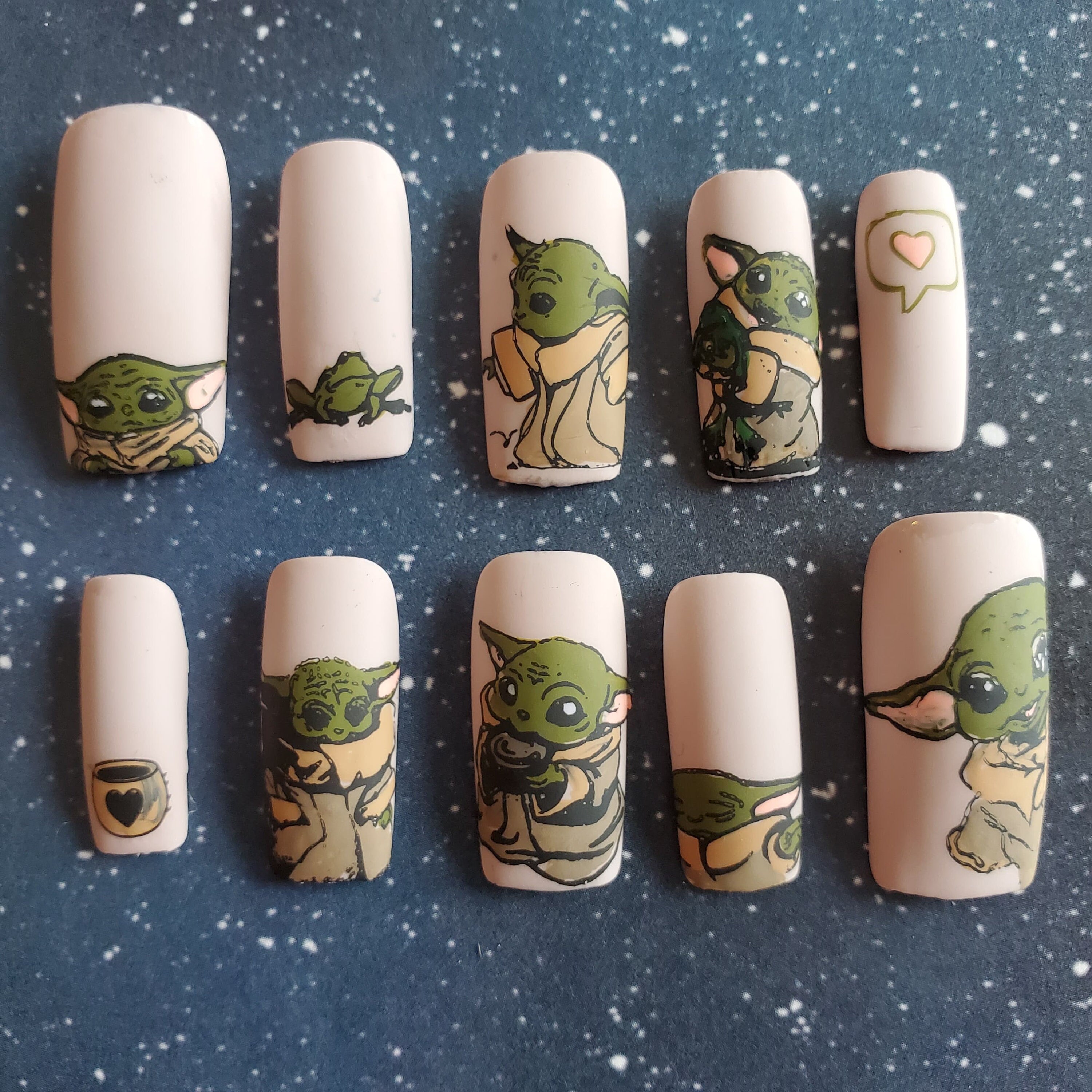 Baby yoda star wars custom nails Etsy