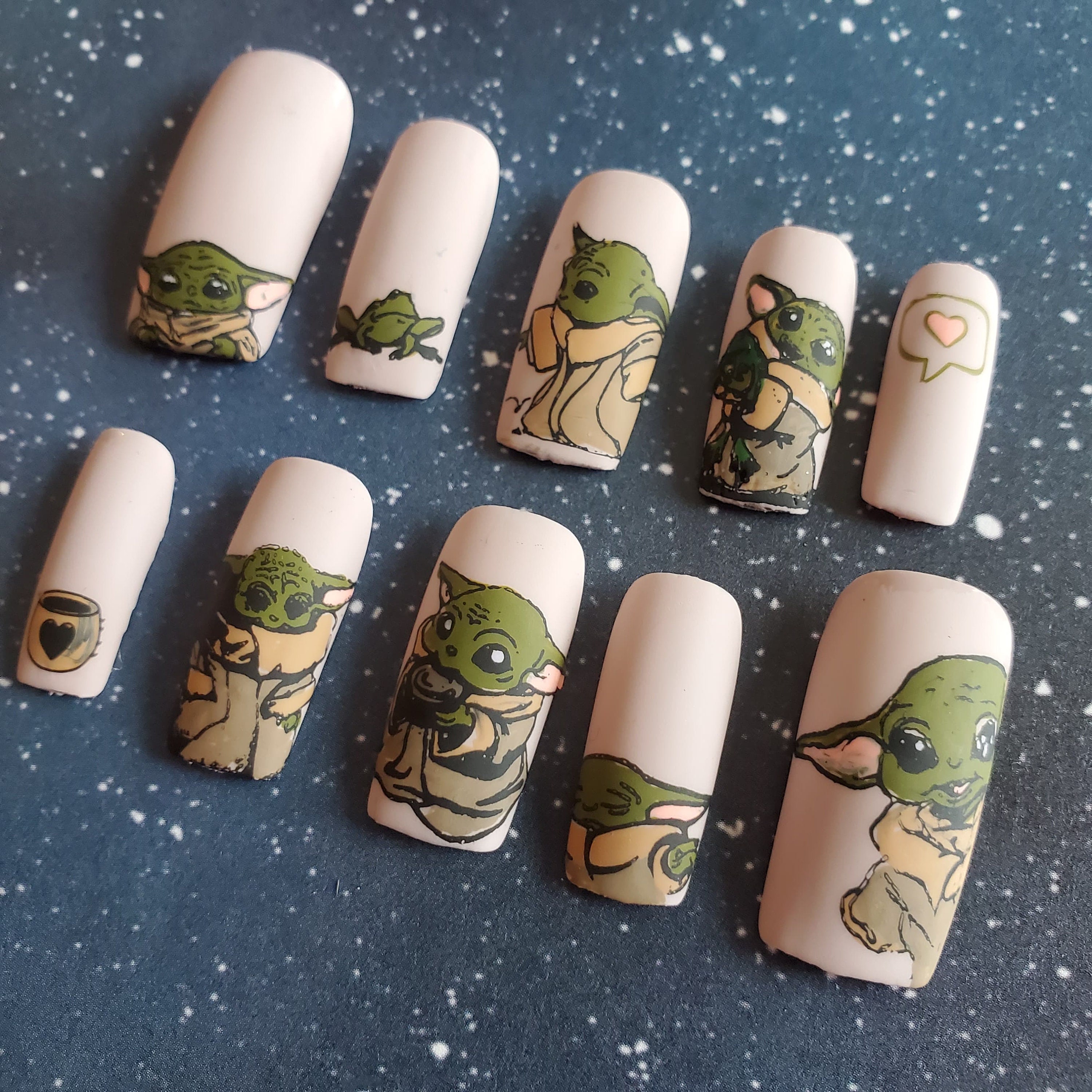 Baby Yoda Star Wars Custom Nails Choose Your Colors Size - Etsy