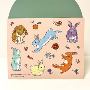 Cute Rabbits Matte Sticker Sheet image 1