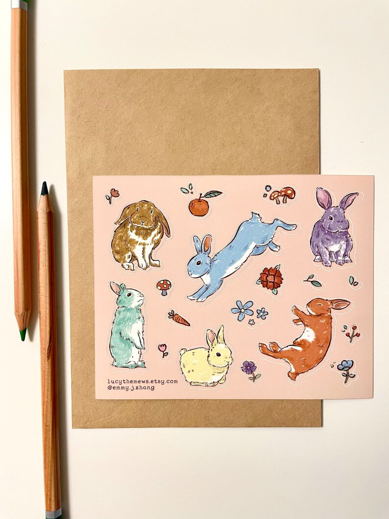 Cute Rabbits Matte Sticker Sheet image 2