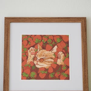 Strawberry Fields Limited Edition 8x8 Giclee Cat Art Print