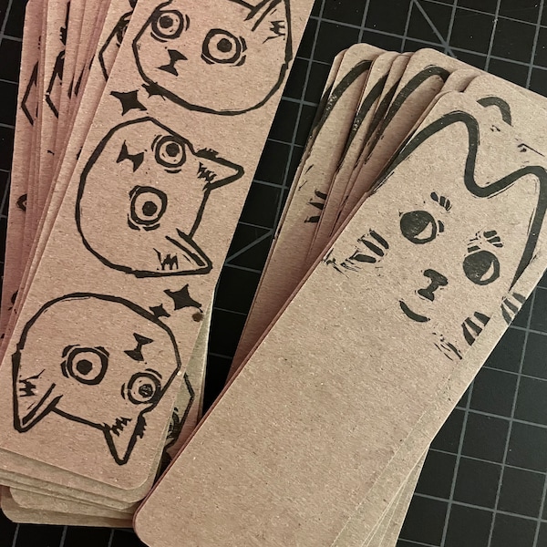 Handmade Linocut Print Bookmarks