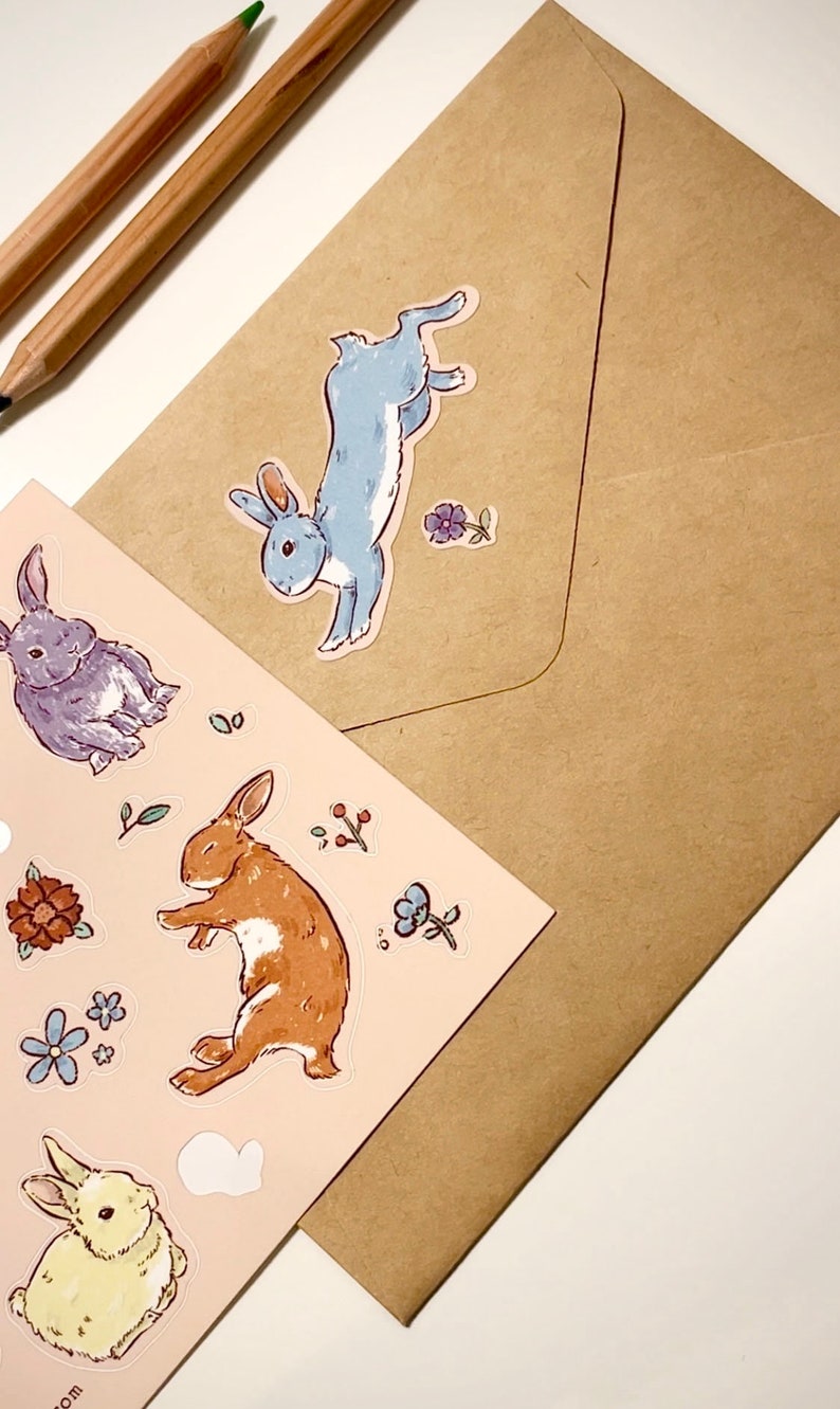 Cute Rabbits Matte Sticker Sheet image 3