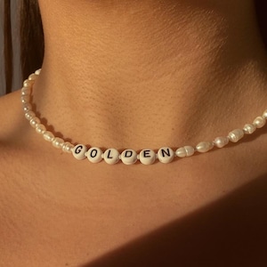 Collana di Harry Styles, collana &quot;d&#39;oro&quot;, collana di perle d&#39;oro, collana personalizzata