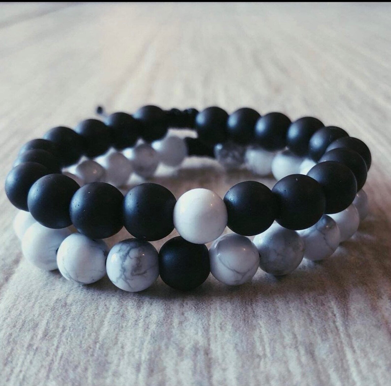 Pulseras de pareja Ying YangPulsera blanca y negra